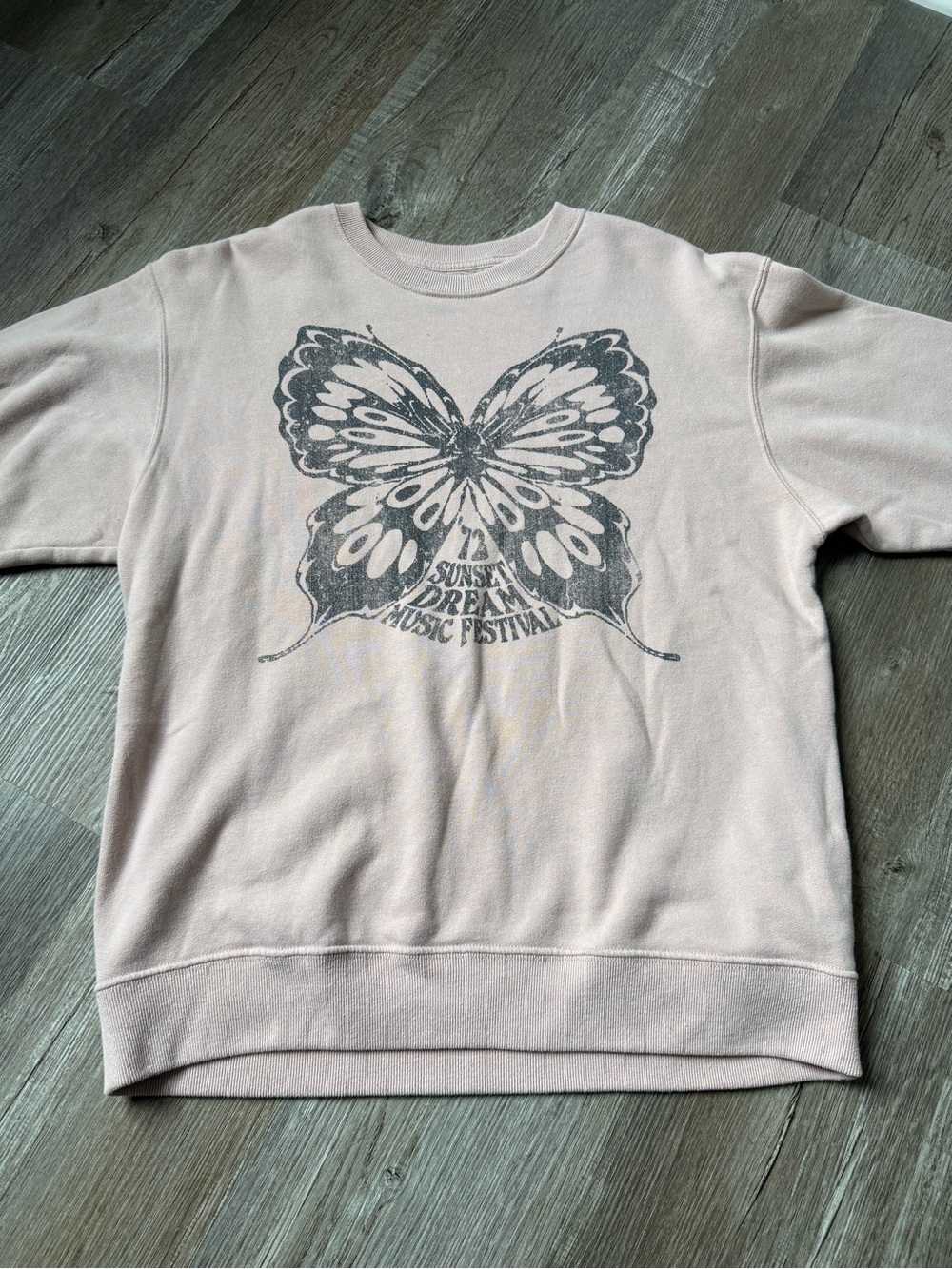 Hollister Sunset Dream Music Festival Butterfly Graphic Sweatshirt Crewneck XS S